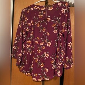 PaperMoon Top Floral Maroon